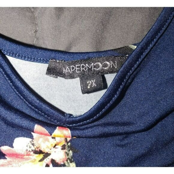 Papermoon‎ Womens Floral Tank Size 2X Navy Basima Back Boho Fairy Romantic Cami - Picture 6 of 6